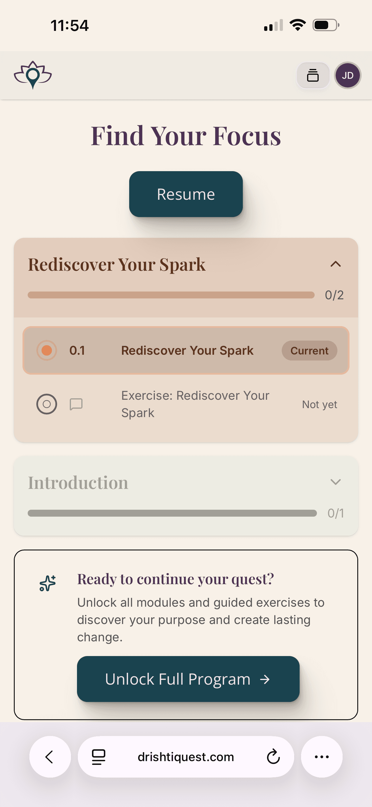 The My Spark artifact from the free trial exercise